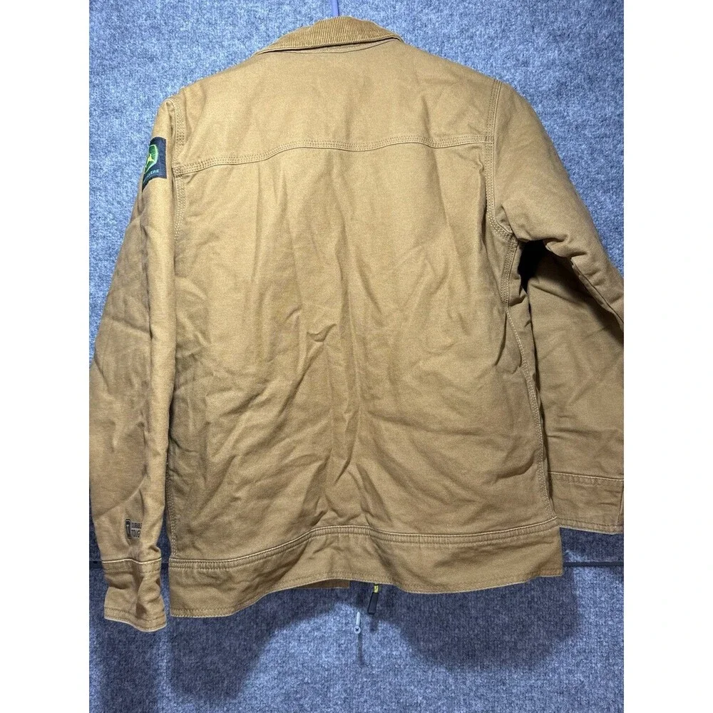 John Deere Boys Quilted‑Lined Canvas Jacket – Brown – Size 10/12 – Button Front